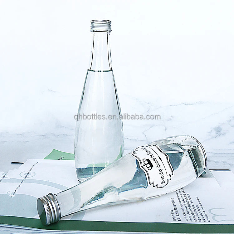 Wholesale Top Seller 330ml 500ml Reusable Empty High Neck Clear Water Juice Wine Glass Bottles with Screw Cap