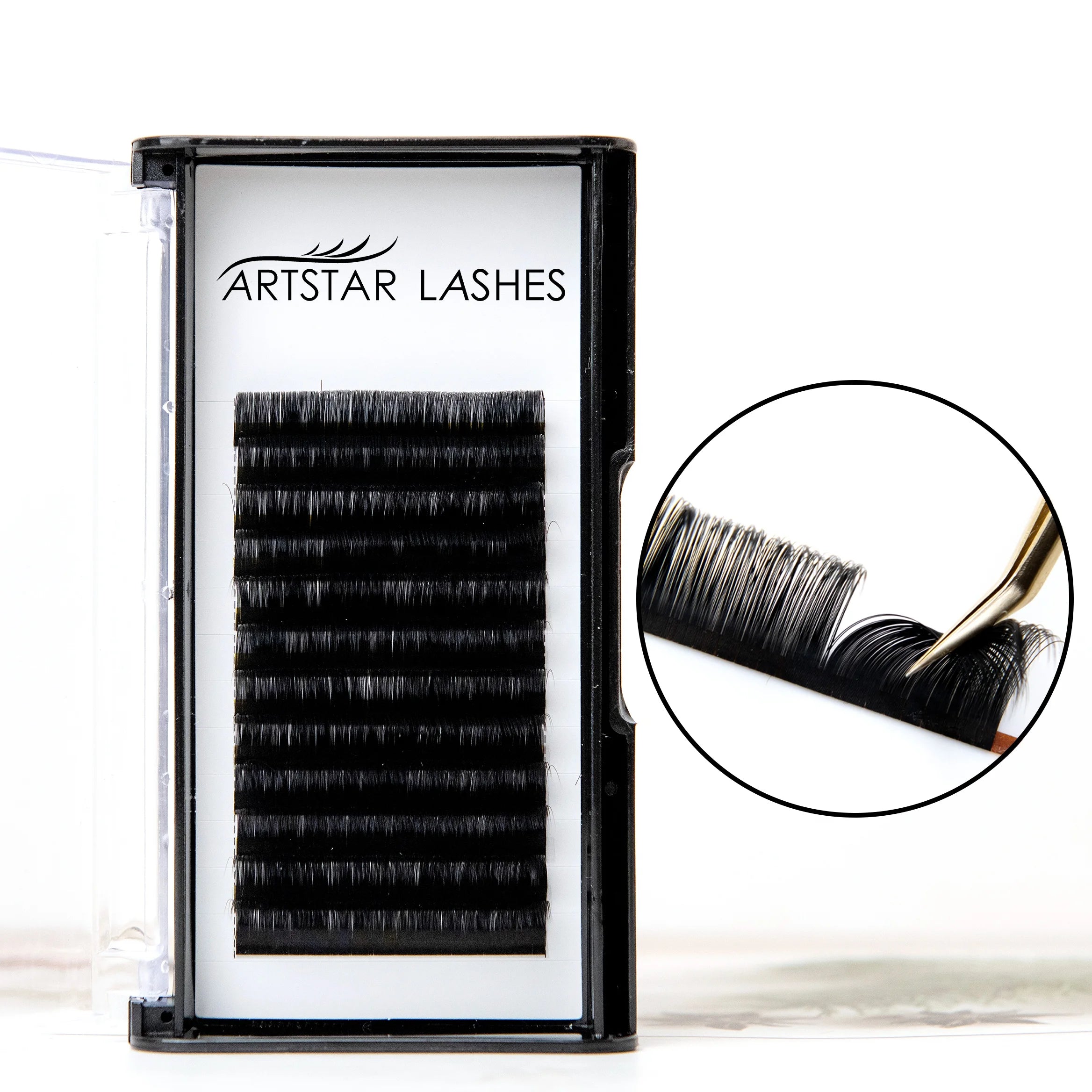 Custom Logo Easy Fans Matte Black Flat Cashmere Lash Extensions Tray Supplies Individual Easy Fanning Eyelash Extensions