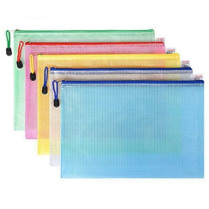 Transparent Zipper Storage Bag Lastic Mesh Waterproof Storage for Files Toys Stationery for Office Home Travel Use