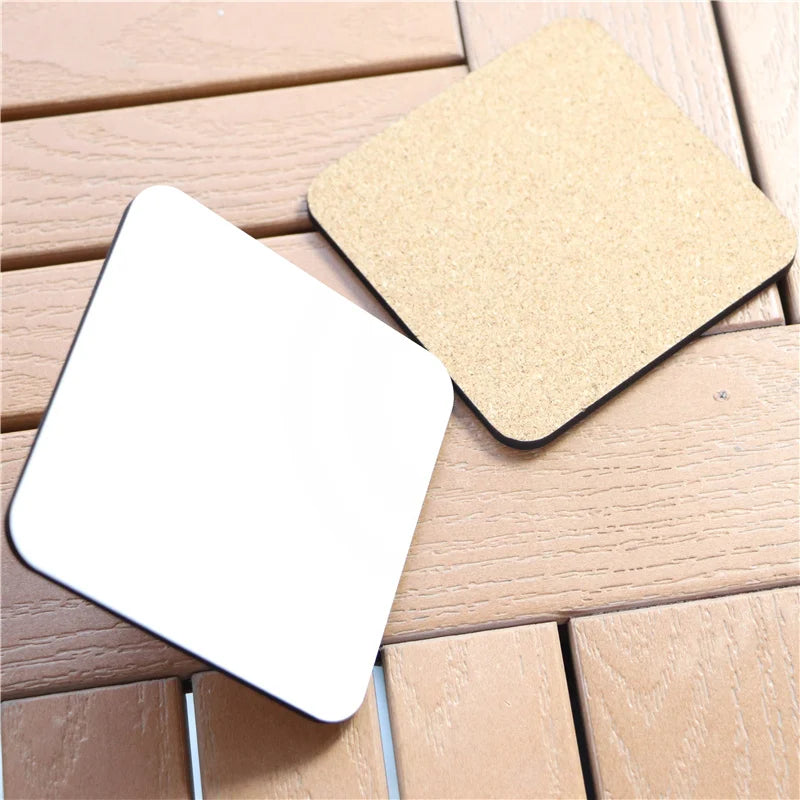 MDFSUB Diy Custom Printing Mdf coaster Wood Glossy White 90mm Cork Backed Blank Sublimation MDF Coaster for Drinks