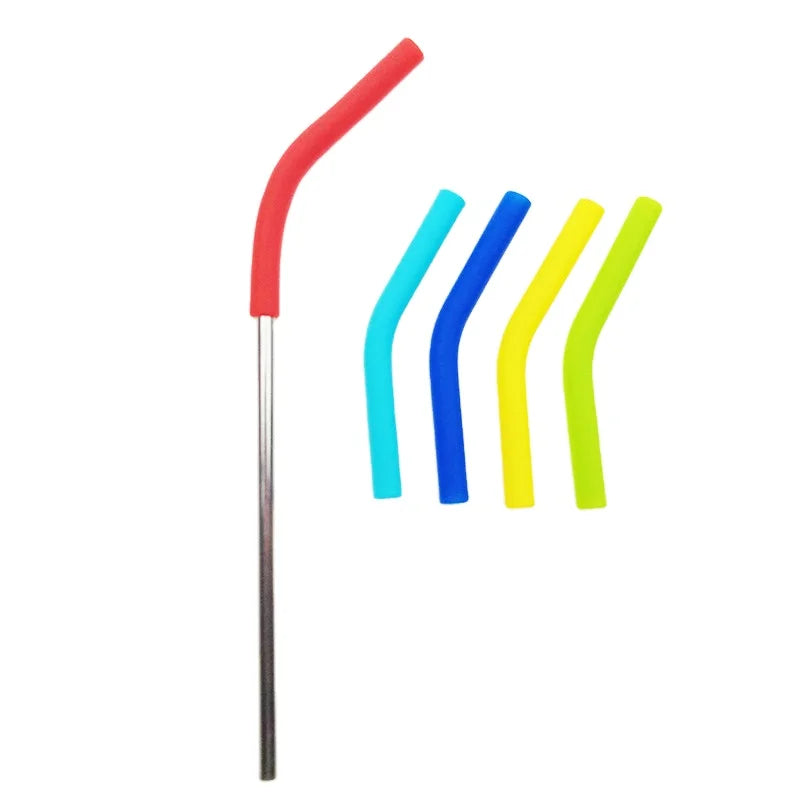 Metal Straw with Silicone Tips  Hot Selling Stainless Steel Straws Accessories Silicone Tips 6mm 8mm Straws Silicone Tips