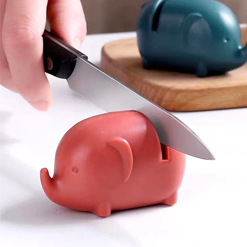 ADAEE Creative Small Portable Mini Elephant Kitchen Knife Fruit Sharpener Quick Whetstone PE Material Eco-Friendly Durable