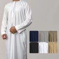 Most Popular Muslim  Omani Solid Color Islamic Emirati Long Sleeve Kaftan Men Thobe Islamic Casual Clothing  Robes Saudi Arabia