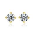 CZCITY Silver Earring Minimalist Jewelry 14K Gold Plated 925 Sterling CZ Round Small Earring 4 Claw Ear Studs