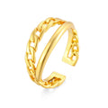 Zuola Custom Geometric Unisex Hot Niche Design Adjustable Open Real Gold Creative Trendy New Waterproof 18K Gold Plated Ring