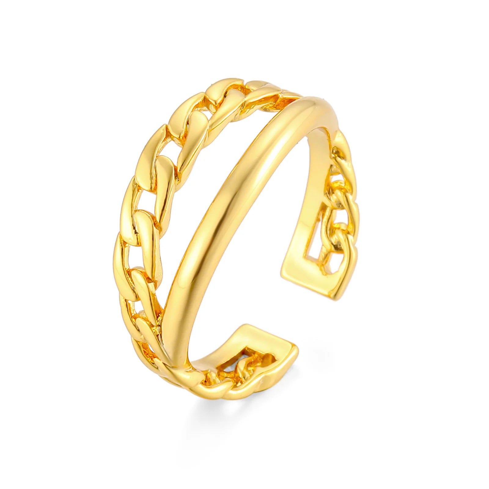 Zuola Custom Geometric Unisex Hot Niche Design Adjustable Open Real Gold Creative Trendy New Waterproof 18K Gold Plated Ring