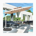 Outdoor Patio Large Solar Umbrella with LED Light Luxury Garden Beach & Commercial Parasol Waterproof for Hotels & Markets