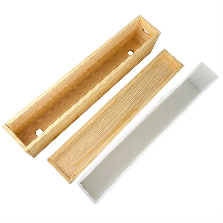 YS Custom 2200ML Rectangle Silicone Rendering Soap Mold With Wooden Frame Handmade Liner Loaf Mould DIY Craft Plaster Toast Tool