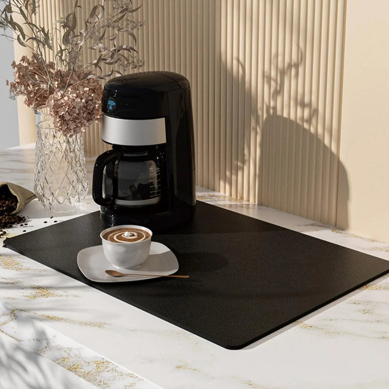 Pu Leather Countertop Draining Mat Kitchen Bar Drain Pads Absorb Water and Dry Quickly for Washstand Bathroom Floor Mats