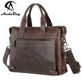 AndoBag Laptop Briefcase for Men Genuine Cow Leather Retro Business Male Shoulder Bag Messenger Bags Fashion Handbag Man