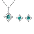 CZCITY Snow Flake Flower Necklace Pendant Wedding Earing Earring Woman Fashion Lady Jewelry Set