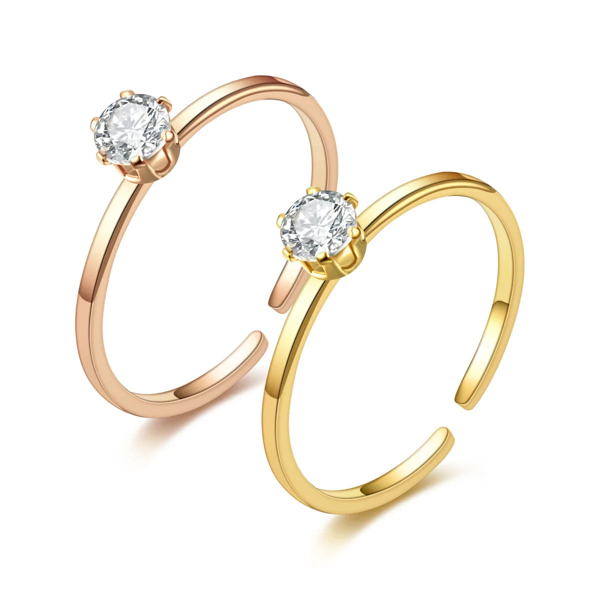New 18k Rose Gold Titanium Steel Ring Adjustable Engagement Diamond Stainless Steel Fashionable Beautiful Ring for Women