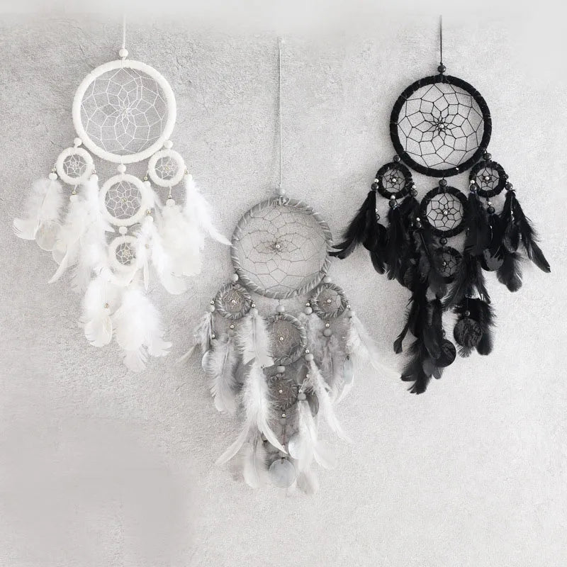 New Hot Selling Tapestry Home Circle Style Gothic Jewelry Ornament Handmade Feather Dream Catcher Pendant MegaBDM