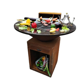 Outdoor JIBL Garden Type Large Rusty Corten Metal Barbecue Grill BBQ