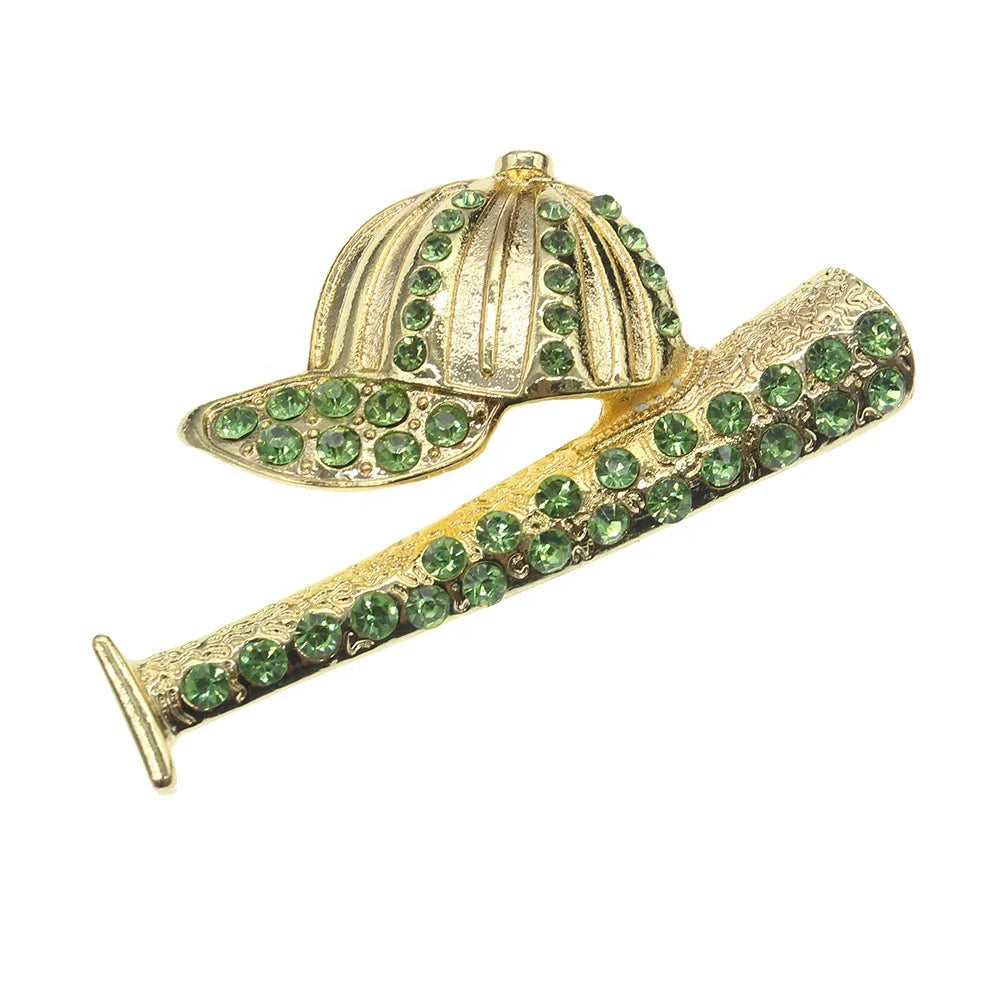 Fashion Sport Theme Brooch Metal Rhinestone Baseball Hat Ball Pins Children's Alloy Jewelry Plating Technology for Gifts Parties