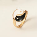 2021 Trendy Yin Yang Tai Chi Ring Chinese Style Black And White Tai Chi Ring Jewelry Gold Silver Finger Ring Men Women
