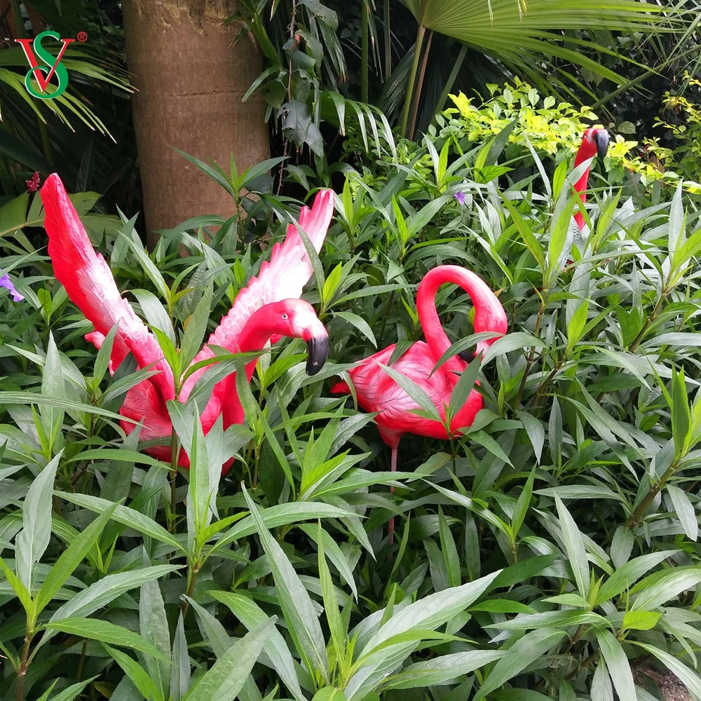 Amusement Park Decoration LED 3D Resin Flamingo Statue with Light for Zoo Landscape Decoration