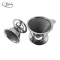Portable Cone Drip Dripper - Reusable Stainless Steel Pour Over Coffee Drip Filter Cone with Stand Holder
