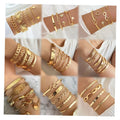4Pcs/Set Punk Style Bracelet Love Heart Zircon Flower Leaf Letter Charm Bracelet Set for Women Jewelry
