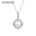 CZCITY Pearl Silver Necklaces-For-Lady Sterling Jewelry Woman 925 Designer Girl Round Pendant Necklace