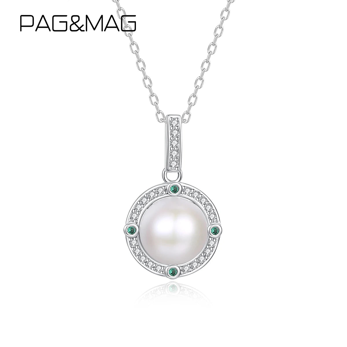 CZCITY Pearl Silver Necklaces-For-Lady Sterling Jewelry Woman 925 Designer Girl Round Pendant Necklace