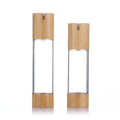 Custom Skincare Cosmetic Packaging 15ml 30ml 50ml Empty Bamboo Screw Airless Pump Lotion Bottle