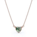 925 Silver Simple Natural Light Brilliant Elegant Green Heart Shaped Moss Agate Necklace for Sale