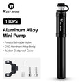 WEST BIKING 130PSI High Pressure Pump Aluminum Alloy Inflator Hand Pump Bicycle Waterproof Portable Mini Bike Bicycle Air Pump