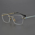 Luxury High-End Blue Light Blocking Eyeglasses for Women Rimless Spectacles with Titanium Frames Solid Pattern Eyewear