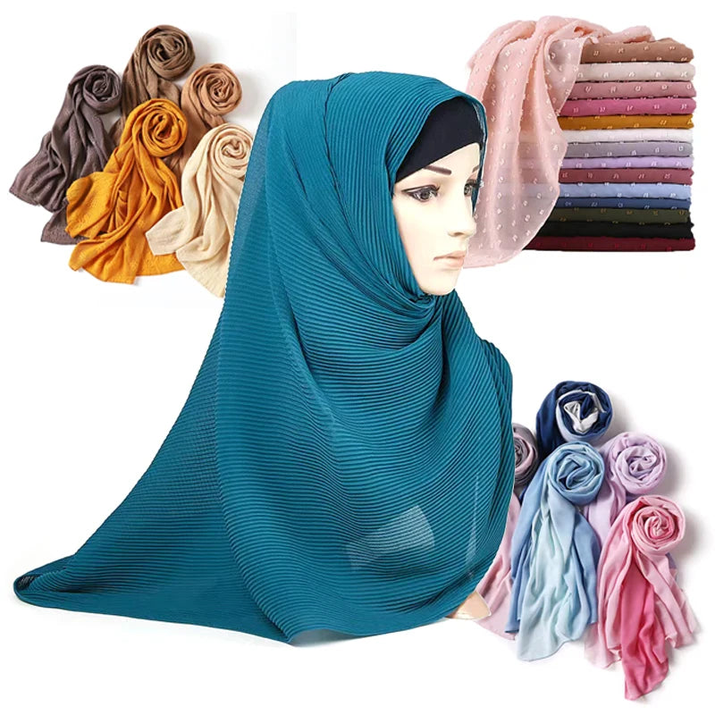 Monochrome High-Quality Thin Section Breathable Fashion Sprinkle Gold Pearl Chiffon Sequins Hijab Scarf