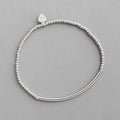 Handmade S925 Silver Pure  2mm Simple Round Bead Tube Elastic Beaded Sterling Silver Bracelet for Girls