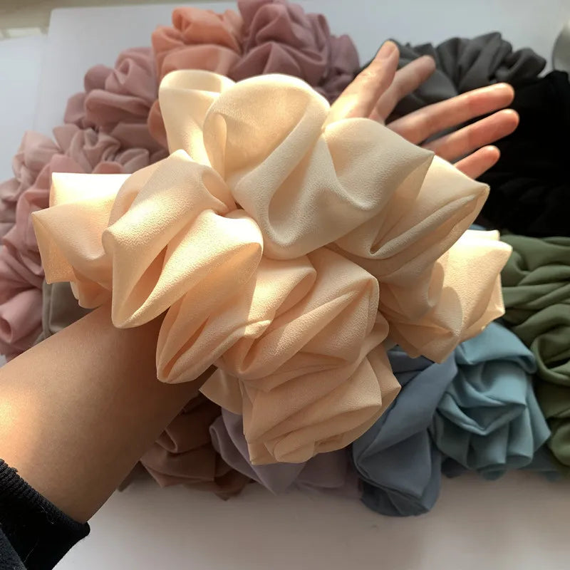 Sharut Chiffon Monochrome Malaysia Large Hair Scrunchies Oversize Malaysia Bubble Chiffon Big Size Muslim Hijab Scrunchies