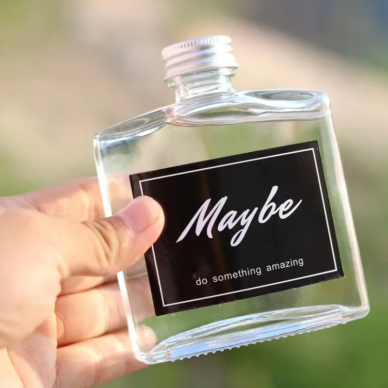 Flat Square Glass Flask Bottles 50ml 100ml 200ml 250ml for Cold Brew Coffee Whisky Empty Screen Printed with Aluminium CAP