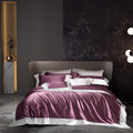 Top Luxury Purple 100% Mulberry Silk Duvet Cover king Size pink Girl Bed Sheet Home Textile Bedding Sets Supplier