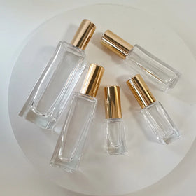 Empty Essential Oil Glass Roller Bottle square 10 ml clear Rectangular Glass Bottle with Stainless Steel Roller for Perfume Oil