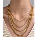 Joolim Jewelry 18K Gold Plated Simple Rope Chain  Necklace Stainless Steel Stackable Jewelry Wholesale 2/3/4/5MM