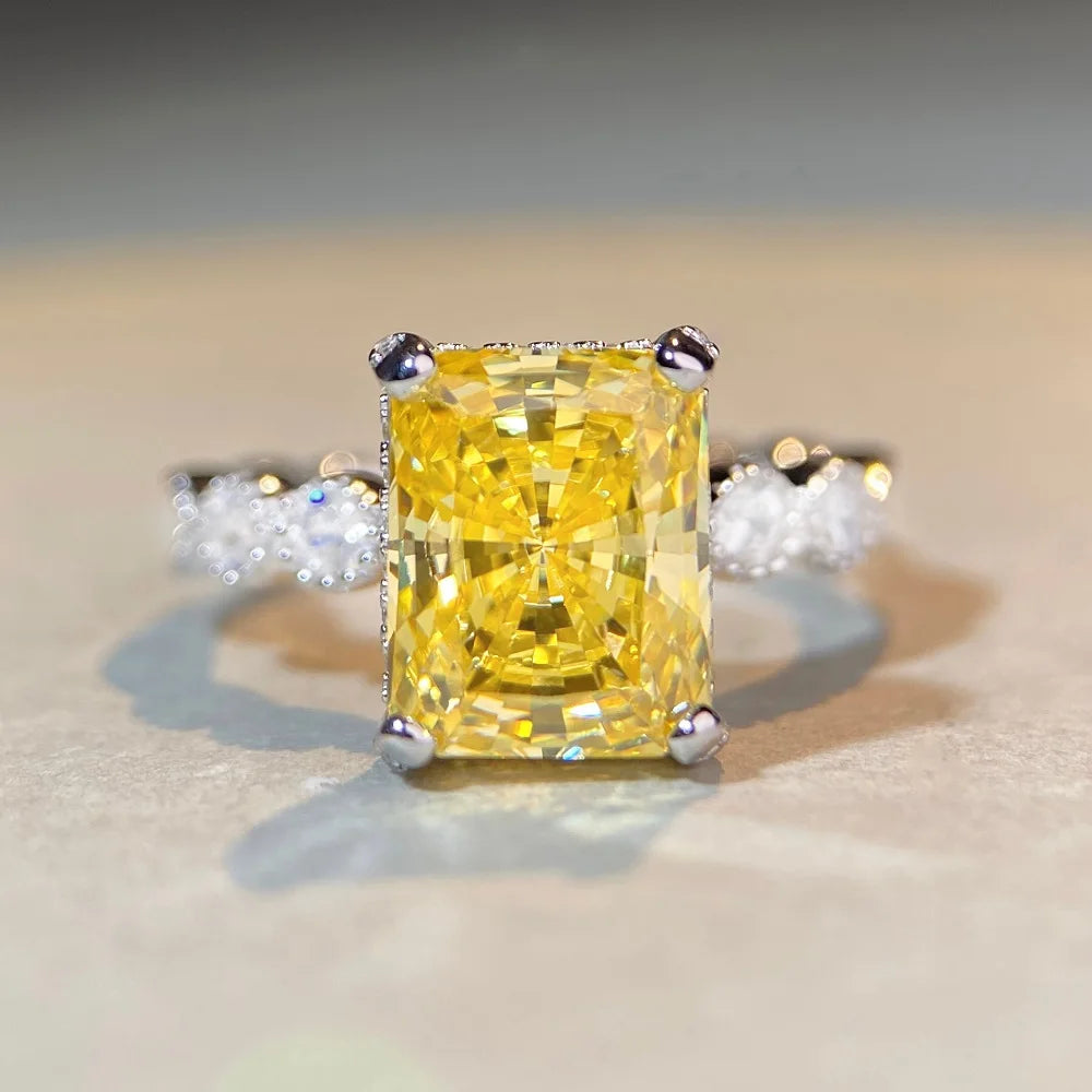 Vintage Fine Jewelry 5a Cubic Zirconia Radiant Cut Solitaire Rings Women Jewelry Rings for Women Gift Sterling Silver 925
