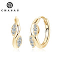 Simple Small Sterling Silver 925 Sterling Silver Delicate Classic Women's Hoop Leaf Moissanite Piercing Earrings
