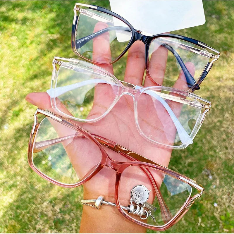 2024 Oversize Square Glasses Frame for Women&Men Retro Metal Anti-Blue Light Glasses Optical Spectacle Glasses Eyeglasses
