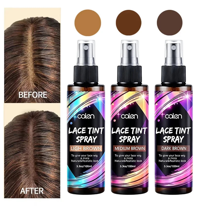 Waterproof Light Brown Three-Color Natural Lace Tint Spray for Wigs Factory Supply Hair Extension Tool Sweat Resistant No Stain