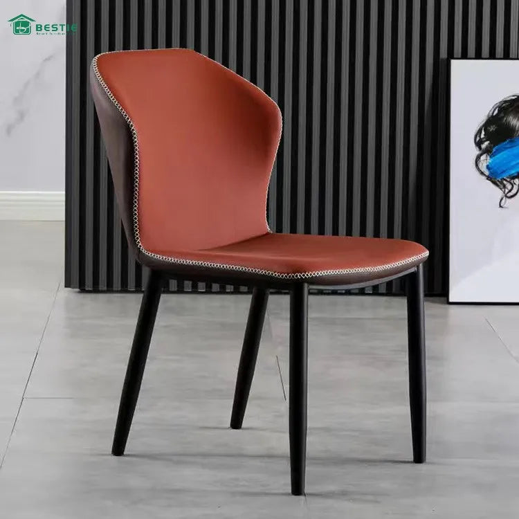 BST Wholesale Dining Room Kitchen Furniture Luxury Metal Dining Chair Upholstered Leather Dining Chairs Nordic Chairs