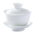 Pure White Anti-Scalding Handmade Ceramic Tea Bowl Simple Chinese Style Household Tea Ceramic Gaiwan Tea Set