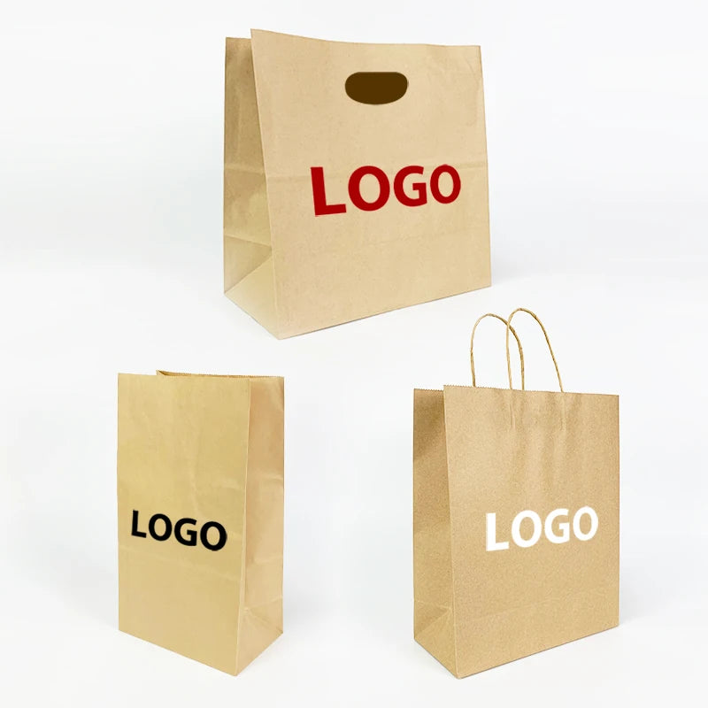 Competitive Price Printed with Handle Custom Kraft Paper Bag China Wholesale Food Paper Bags with Your Own logo