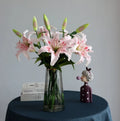 J-08071 Best Seller Artificial  PU 2 Head Lily Bunch Soft Curly Petals Real Touch Flower