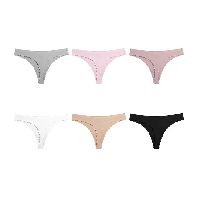 Women's Sexy Seamless Everyday Sports Panty T-Back Soft Solid Ice Silk G-String Thong Low-Rise Knitted Breathable Eco-Friendly