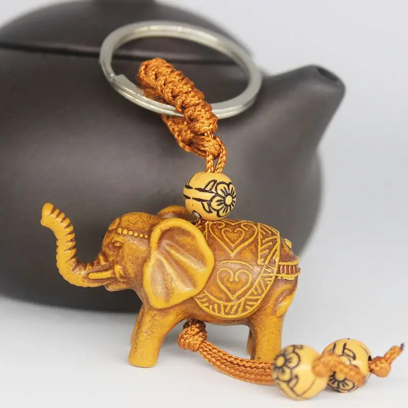 To Give Gifts 3d Key Chain India Keychain Charms Thailand Elephant Keychain Charms Peach Resin Carving Unique Key Chain