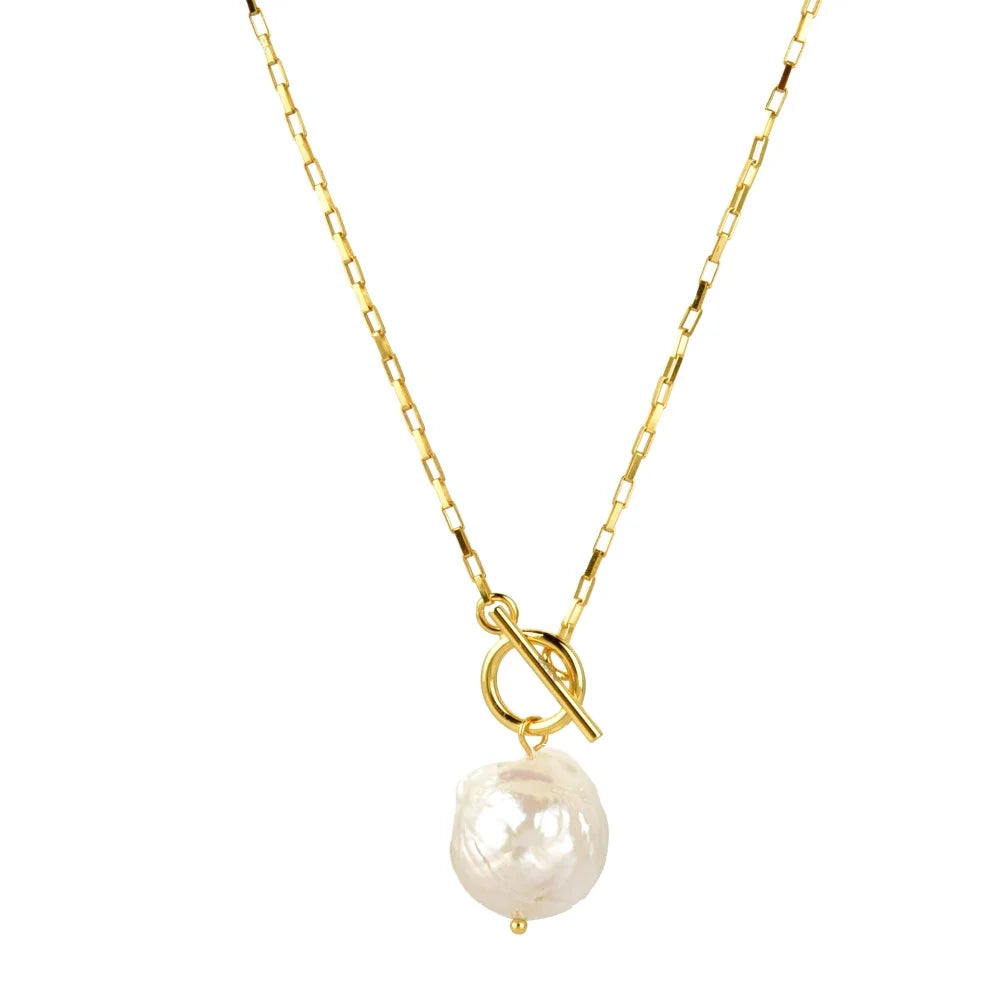 FUAMAY Dainty 925 Silver T Bar Baroque Freshwater Pearl Necklaces Pearls for Jewellery Making