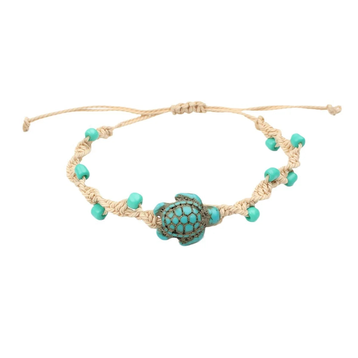New Cross-border In-stock Wholesale Beach Holiday Style Turquoise Turtle Handmade Adjustable Couple Rope Bracelets
