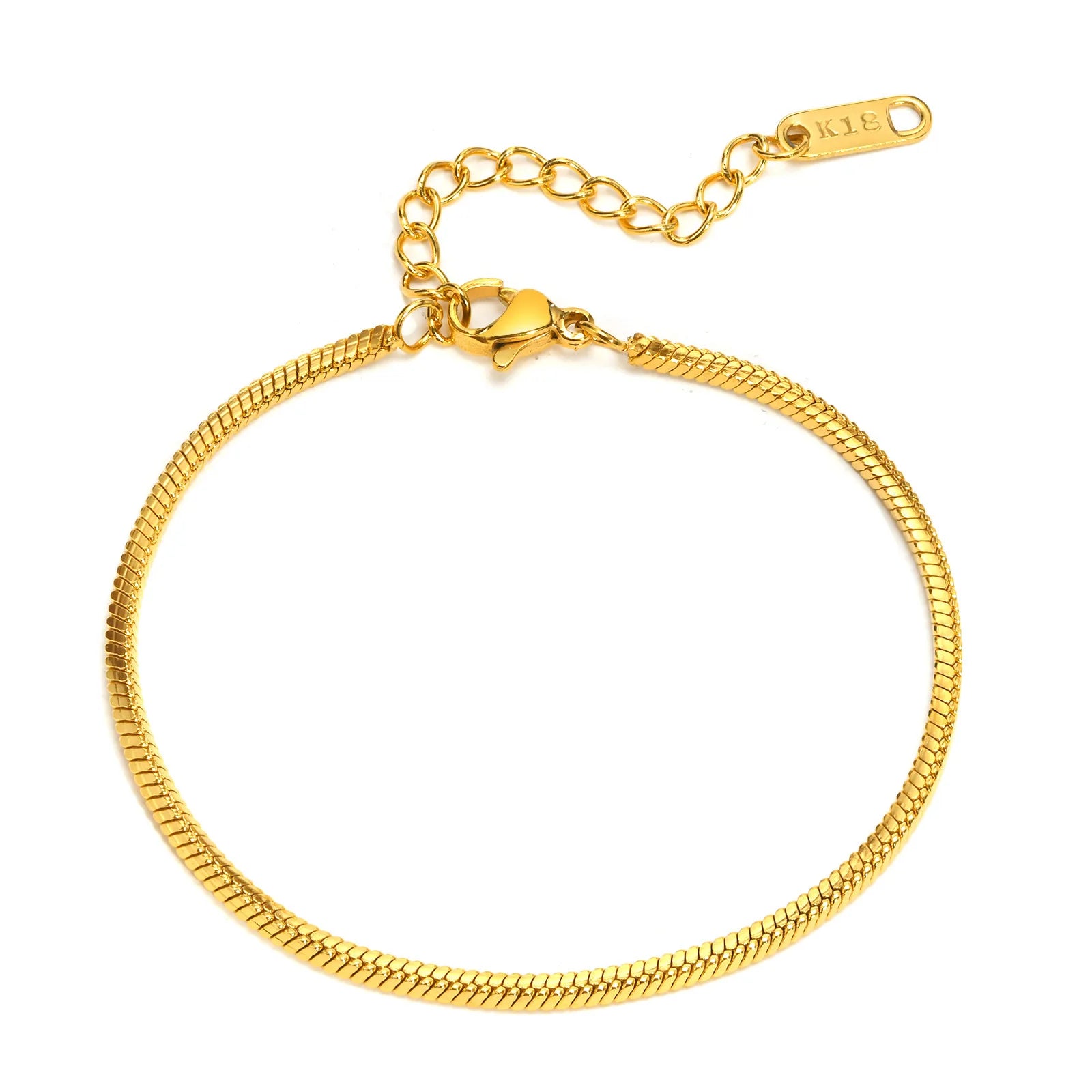 Europe Popular Tarnish Free Stainless Steel Jewelry Adjustable Snake Twisted Strap Gold Plated Snake Chain Bracelet