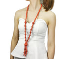 Ethnic Bohemian Retro Statement Jewelry Handmade String Red Beads Coconut Shell Long Necklace African Summer Hawaii Accessories